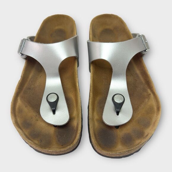 Birkenstock Gizeh Metallic Silver Thong Sandals Women Size EU 37 / US 6-6.5 - Picture 2 of 8